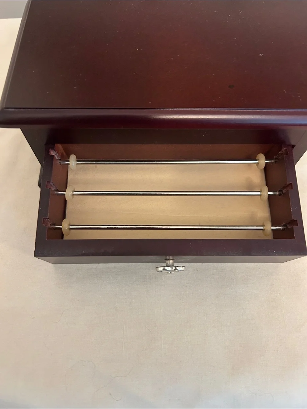 Brighton Wooden Jewelry Box with Heart Pull - Dark Cherry